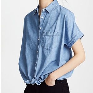 Madewell Chambray Tie Front Top